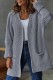 Grey Casual Solid Patchwork Cardigan Outerwear