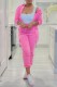 Pink Casual Solid Basic Hooded Collar Long Sleeve Two Pieces