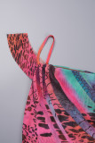 Pink Sexy Print Backless Spaghetti Strap Sleeveless Dress Dresses