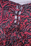 Red Black Sexy Print Bandage Backless Halter Sleeveless Dress Dresses