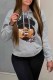 Grey Casual Figure Print Letter Hooded Collar Tops