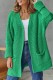 Green Casual Solid Patchwork Cardigan Outerwear