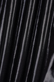 Black Sexy Solid Backless Fold Spaghetti Strap Wrapped Skirt Dresses