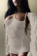 Khaki Casual Solid Bandage Hollowed Out Patchwork Halter Skinny Rompers