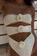 White Solid Patchwork Swimwears