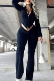 White Casual Solid Asymmetrical Zipper Collar Long Sleeve Two Pieces