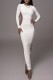 White Casual Patchwork Contrast O Neck Long Sleeve Dresses