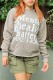 Grey Casual Letter Print Basic Hooded Collar Tops