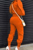 Rose Red Casual Solid Patchwork Buttons Zipper Half A Turtleneck Long Sleeve Two Pieces
