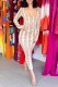 Light Khaki Casual Print Basic U Neck Long Sleeve Dresses