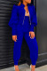 Blue Casual Solid Patchwork Buttons Zipper Half A Turtleneck Long Sleeve Two Pieces