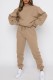Khaki Casual Solid Basic O Neck Long Sleeve Two Pieces