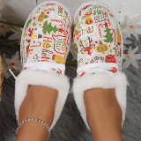 White Casual Patchwork Printing Round Comfortable Out Door Flats Shoes