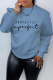 Gray Blue Casual Street Print Patchwork O Neck Tops