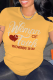 Yellow Casual Street Print Patchwork Letter O Neck T-Shirts