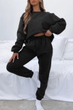 Pink Casual Solid Basic O Neck Long Sleeve Two Pieces