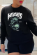 Black Casual Vintage Print Skull O Neck Tops