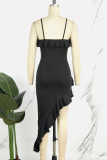 Black Sexy Solid Backless Spaghetti Strap Sleeveless Dress Dresses