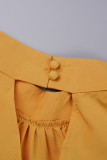 Yellow Elegant Solid Patchwork Fold Half A Turtleneck Long Sleeve Two Pieces