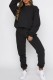 Black Casual Solid Basic O Neck Long Sleeve Two Pieces