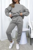 Pink Casual Solid Basic O Neck Long Sleeve Two Pieces