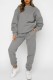Grey Casual Solid Basic O Neck Long Sleeve Two Pieces
