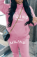 Pink Casual Street Print Draw String fur Hooded Collar Tops