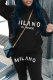 Black Casual Street Print Draw String fur Hooded Collar Tops