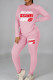 Pink Casual Print Patchwork O Neck Long Sleeve Two Pieces