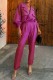 Pink Casual Solid Patchwork Turndown Collar Long Sleeve Two Pieces