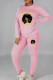 Pink Casual Print Patchwork O Neck Long Sleeve Two Pieces