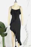 Black Sexy Solid Backless Spaghetti Strap Sleeveless Dress Dresses
