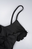 Black Sexy Solid Backless Spaghetti Strap Sleeveless Dress Dresses