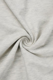 Grey Casual Solid Basic O Neck Long Sleeve Two Pieces