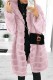 Pink Casual Solid Cardigan Hooded Collar Outerwear