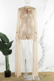 Black Sexy Patchwork Hollowed Out Sequins Half A Turtleneck Skinny Romper