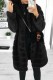 Black Casual Solid Cardigan Hooded Collar Outerwear