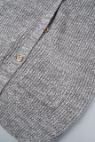 Dark Gray Casual Solid Cardigan Outerwear
