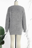 Dark Gray Casual Solid Cardigan Outerwear