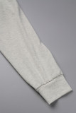 Grey Casual Solid Basic O Neck Long Sleeve Two Pieces