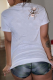 White Casual Street Print Patchwork O Neck T-Shirts