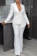 White Casual Solid Buttons Turn-back Collar Long Sleeve Two Pieces