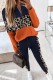 Dark Blue Casual Print Patchwork Zipper Collar Long Sleeve Two Pieces