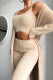 Camel Casual Solid Patchwork U Neck Long Sleeve Three Pieces