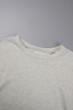 Grey Casual Solid Basic O Neck Long Sleeve Two Pieces