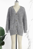 Dark Gray Casual Solid Cardigan Outerwear