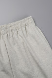 Grey Casual Solid Basic O Neck Long Sleeve Two Pieces