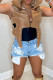 Brownness Street Solid Hollowed Out Patchwork Zipper Turtleneck Outerwear