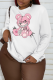 White Casual Cute Print Patchwork O Neck Tops