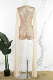 Black Sexy Patchwork Hollowed Out Sequins Half A Turtleneck Skinny Romper
